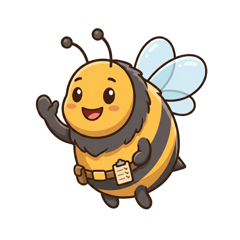 Choreo the bee, waving hello